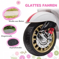 AIYAPLAY Elektrische Kinder Motor, Vespa, 3 km/u, 3-6 Jaar, Muziek, Licht & Radio, Wit(m-7)