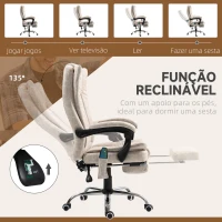 Vinsetto Cadeira de Massagem com 6 Pontos de Massagem Ajustáveis com Função de Aquecimento Apoio para os Pés Retrátil Creme(m-9)
