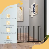 PawHut Huisdier Afsluithek, Klemmontage, Verstelbare Lengte, Staal/ABS, 75-115 x 76cm, Zwart(m-6)