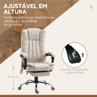 Vinsetto Cadeira de Massagem com 6 Pontos de Massagem Ajustáveis com Função de Aquecimento Apoio para os Pés Retrátil Creme(m-5)