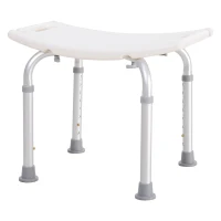 HOMCOM Taburete de Ducha Silla Baño Ortopedica 8 Posiciones Altura Regulable con Tapones de Goma Antideslizantes(m-1)