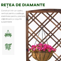 Outsunny Jardinieră pentru Exterior din Lemn, Jardinieră cu Spalier pentru Plante Agățătoare, 60x30x122.5 cm, Maro(m-5)