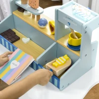 AIYAPLAY Kinder IJssalon Speelset, IJscreme Stand met Veel Accessoires, Bevordert Fantasie en Motoriek, Lichtblauw(m-7)