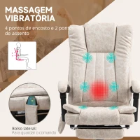 Vinsetto Cadeira de Massagem com 6 Pontos de Massagem Ajustáveis com Função de Aquecimento Apoio para os Pés Retrátil Creme(m-4)