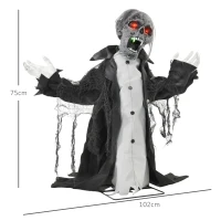 HOMCOM Dekoracja Halloween, Szkielet/Zombi, ruchomy, sensor ruchu, LEDy i dźwięki, 75 cm(m-3)