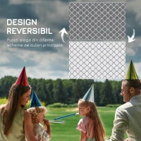 Outsunny Covor pentru Exterior 182x274 cm Reversibil, Covor Pliabil din Polipropilen 310 g/m² Gri si Alb(m-6)