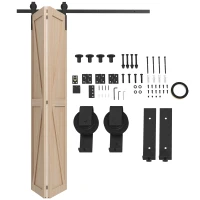 HOMCOM 5ft Bi-Folding Sliding Barn Door Hardware Kit - Black(m-1)