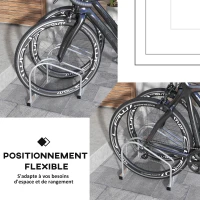 SPORTNOW Râtelier 2 vélos range-vélos support rangement vélo à pneu 61 mm dim. 50L x 34l x 27,5H cm acier argenté(m-4)