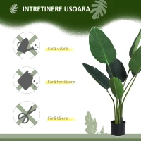 Outsunny Planta Artificiala Strelitzia – 120 cm pentru Interior/Exterior(m-6)
