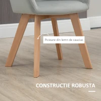 HOMCOM Set 2 Scaune cu Picioare din Lemn, Gri(m-6)