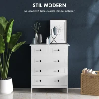 HOMCOM Comoda cu 5 Sertare cu Manere, Alb(m-8)