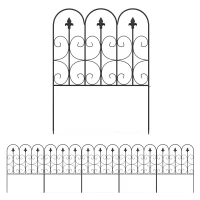 Outsunny Decorative Garden Fencing, 5PCs Outdoor Picket Fence Panels, Rustproof Metal Wire Landscape Flower Bed Border Edging Animal Barrier, Black(m-1)