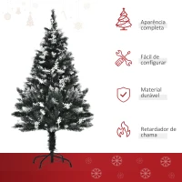 HOMCOM Árvore de Natal Automática 120 cm com 222 Ramos 28 Decorações Suporte em Aço Base Dobrável e Removível Verde(m-4)