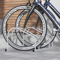 SPORTNOW Râtelier 2 vélos range-vélos support rangement vélo à pneu 61 mm dim. 50L x 34l x 27,5H cm acier argenté(m-6)