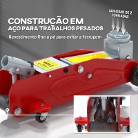 HOMCOM Macaco Hidráulico para Carros de 2 Toneladas com Altura Ajustável 12-30 cm e 4 Rodas para Apoiar Carros Vermelho e Cinza(m-5)