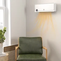 HOMCOM Wall Downflow Heater 2 Heat and Fan 1000W/2000W, Electric Space Heater with Timer Remote Oscillating, for Bedroom Home Office, White(m-10)