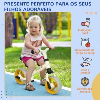 AIYAPLAY Bicicleta sem Pedais para Crianças de 18-48 Meses Bicicleta de Equilíbrio com Assento Ajustável em Altura 66,5x34x47 cm Branco(m-6)