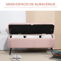 HOMCOM Banco de Almacenamiento con Tapa Abatible y Patas de Acero para Dormitorio Salón Entrada 101x38,5x44,5cm Rosa(m-4)