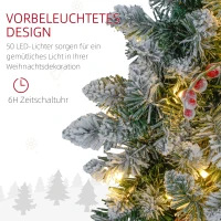 HOMCOM Kerstkrans met LED-Verlichting, Rode Bessen, Realistische Uitstraling, Ø60 x 10 cm, Groen(m-5)