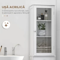 Kleankin Dulap Depozitare Alb – Usi & Rafturi, Baie / Bucatarie / Birou(m-5)