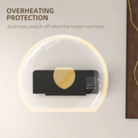 HOMCOM 2kW Wall-Mounted Heater, 18-45°C Temperature - Black(m-6)
