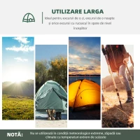 Outsunny Cort pentru Camping 2 Persoane, Cort Cupola Extensibil cu Usi si ferestre, 350x220x145cm, Gri(m-7)