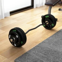 SPORTNOW Curl Bar with 30kg Weight Plates, Barbell Bar for 5cm Weight Plates, Home Gym Weight Lifting Bar, 120cm, 58kg(m-10)