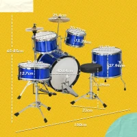 AIYAPLAY 11-Piece Kids Drum Kits w/ Stool, Drumsticks, Pedal, Cymbals, for 3-6 Years, Blue(m-3)