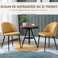 HOMCOM Set de 2 scaune pentru sufragerie, 49x50x77cm, galben(m-4)