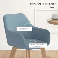 HOMCOM Conjunto de 2 Cadeiras de Sala de Jantar Modernas Estofadas em Veludo 54x57x80 cm Azul Claro(m-5)