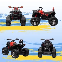 HOMCOM 12V Quad Bike ATV with LED Lights, Music, Backrest, Forward, Backward, Red(m-9)