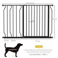PawHut Huisdier Afsluithek, Klemmontage, Verstelbare Lengte, Staal/ABS, 75-115 x 76cm, Zwart(m-3)