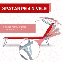 Outsunny Sezlong de exterior pliabil cu spătar reglabil, șezlong rabatabil cu baldachin pentru plajă, camping, drumeții, grădină(m-4)