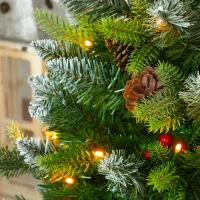 HOMCOM Set of Two 3ft Christmas Trees, with Lights, Berries and Pinecones(m-8)