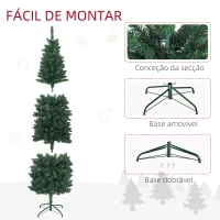 HOMCOM Árvore de Natal Tipo Lápis 210 cm com Base Dobrável e 687 Ramos para  Escritório Verde(m-6)