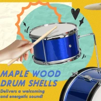 AIYAPLAY 11-Piece Kids Drum Kits w/ Stool, Drumsticks, Pedal, Cymbals, for 3-6 Years, Blue(m-6)