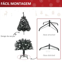 HOMCOM Árvore de Natal Automática 120 cm com 222 Ramos 28 Decorações Suporte em Aço Base Dobrável e Removível Verde(m-6)