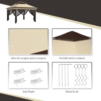 Outsunny Foisor Pop Up 3 x 3m Cu Plasa, Bej(m-6)