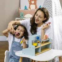 AIYAPLAY Kinder IJssalon Speelset, IJscreme Stand met Veel Accessoires, Bevordert Fantasie en Motoriek, Lichtblauw(m-9)