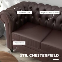 Homcom Canapea 2 Locuri – Chesterfield Piele Ecologica(m-4)