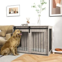 PawHut 98cm Dog Crate Furniture with Removable Cushion for Large Dogs - Brown(m-2)