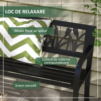 Outsunny Scaun Dublu de Camping cu Spatar, Negru(m-5)