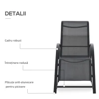 Outsunny Set 2 sezlonguri si masuta, 59x169x66 cm, negru(m-6)