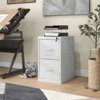 HOMCOM Two-Drawer Modern Steel Filing Cabinet - White(m-10)