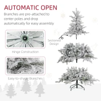 HOMCOM 5ft Bushy Snow-Flocked Artificial Christmas Tree, with LED Lights(m-7)