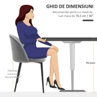 HOMCOM Set de 2 scaune pentru sufragerie, 49x50x77cm, gri(m-7)