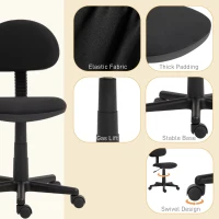 HOMCOM Small Armless Office Chair - Black(m-5)