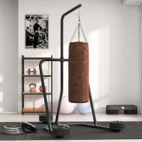 SPORTNOW Suporte Saco de Boxe com Estrutura de Aço Carga 60 kg para Bolas de Velocidade Treino em Ginásio Casa 160x115x208 cm Preto(m-6)