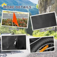 PawHut Fahrradanhänger Hundeanhänger bis 20kg Netzfenster, aufrollbare Abdeckung, Universalkupplung Weiß+Schwarz(m-14)