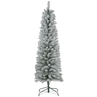 HOMCOM 6ft Artificial Snowy Pencil Christmas Tree - Green(m-11)